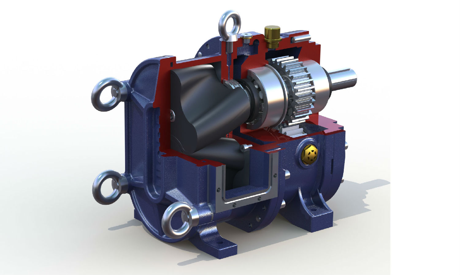 螺旋橡膠轉(zhuǎn)子的凸輪轉(zhuǎn)子泵剖面圖 螺旋橡膠轉(zhuǎn)子的凸輪轉(zhuǎn)子泵剖面圖